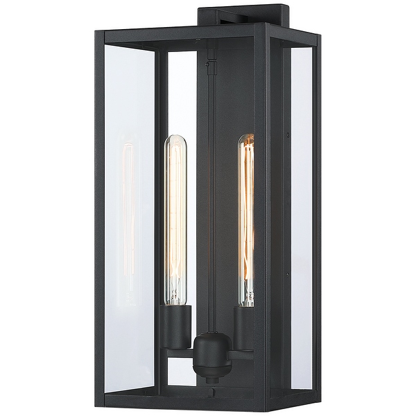 forti 2 light modern black outdoor wall sconce lantern light